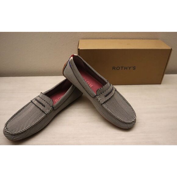 Rothy’s 069-033 Women's Sz 10 Gray/Iron Herringbone "The Driver" Loafers - Picture 1 of 16